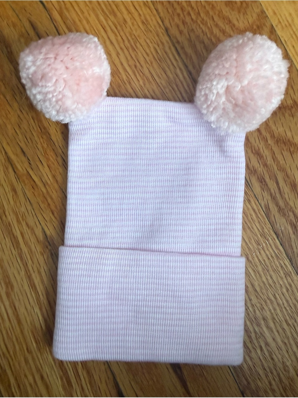 Kids Bear Pom-Pom Beanie Hat - Pink